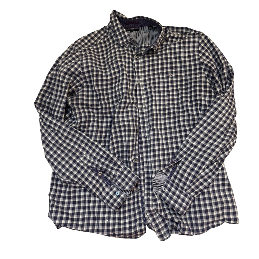 Ted Baker London Mens Checkered Button Down Shirt, Size 6, Long Sleeve XXL